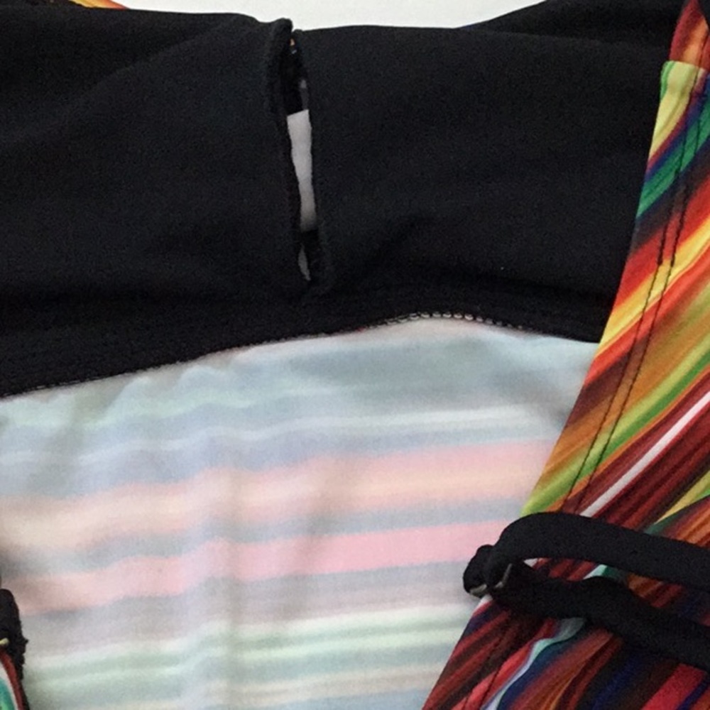 Ana, Striped Camisole, Layering Top with Bra, No Padding. Rainbow, Hippie, Y2K - Picture 4 of 6